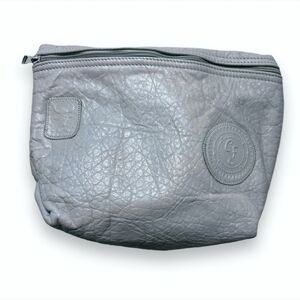 CARLOS FALCHI Large Light Blue Leather Zipper Pouch